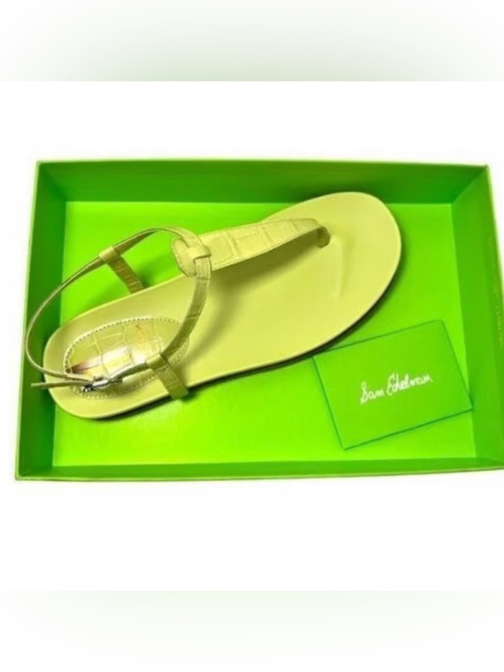 Sam Edelman Naomi Leather T-Strap Sandals |Sz. 6.5M |Kiwi/Pale Green (NWB) - Picture 3 of 7